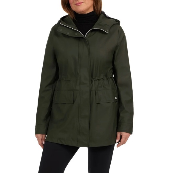 Like new! Hunter Ladies' Rubberized Rain Jacket Size M Green - Picture 2 of 11